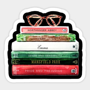 Jane Austen Library Book Glasses Sticker